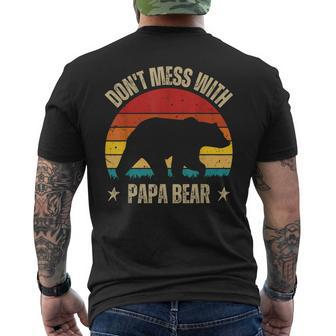Funny Papa Bear Dont Mess With Papa Bear Retro Design Mens Back Print T-shirt | Mazezy