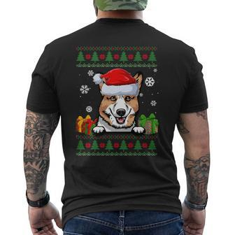 Pembroke Welsh Corgi Santa Hat Ugly Christmas Sweater Men's T-shirt Back Print - Monsterry CA