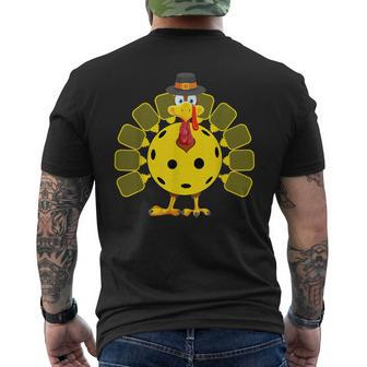 Pickleball Thanksgiving Golf Ball Turkey Lover Men's T-shirt Back Print - Monsterry