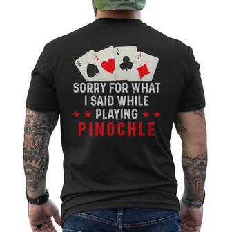 Pinochle Card Game Player Quote Men's T-shirt Back Print | Mazezy