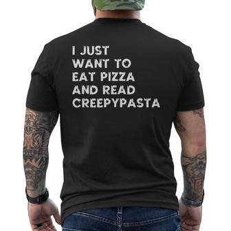 Funny Pizza Lovers Scary Creepypasta Stories Readers Mens Back Print T-shirt | Mazezy