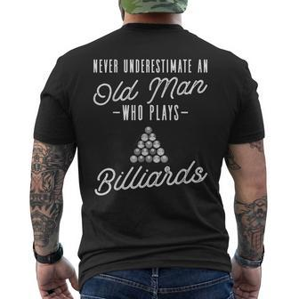 Pool Billiards Never Underestimate An Old Man Men's T-shirt Back Print - Seseable