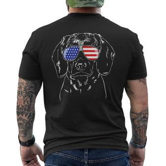 Proud Bavarian Mountain Hound American Flag Sunglasses Men's T-shirt Back Print | Mazezy