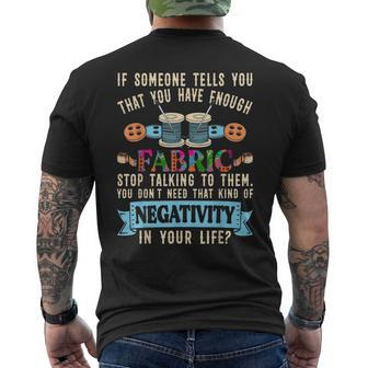 Funny Quilting Sewing Quote Gift For Sewer Quilter Mens Back Print T-shirt | Mazezy