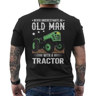 Quote Never Underestimate An Old Man With A Tractor Men's T-shirt Back Print - Seseable