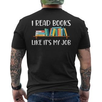 Funny Reading I Read Books Like Its My Job Mens Back Print T-shirt | Mazezy