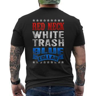 Funny Redneck White Trash Blue Collar Red Neck Mens Back Print T-shirt | Mazezy