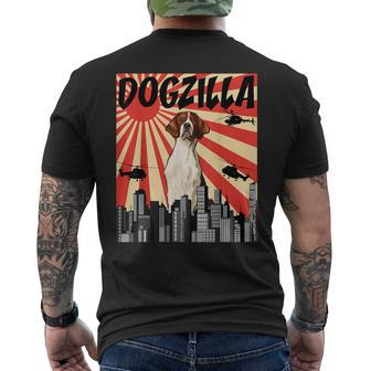 Retro Japanese Dogzilla Irish Red And White Setter Men's T-shirt Back Print | Mazezy
