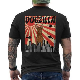 Retro Japanese Dogzilla Pharaoh Hound Men's T-shirt Back Print | Mazezy