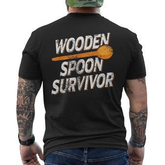 Funny Retro Vintage Wooden Spoon Survivor Mens Back Print T-shirt - Seseable