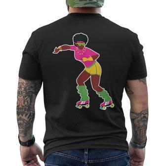 Funny Roller Skating Derby 70S 80S Skater Afro Girl Gifts Mens Back Print T-shirt | Mazezy