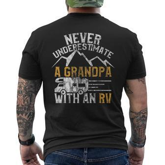 Funny Rv Stuff Apparel Never Underestimate Grandpa Grandpa Funny Gifts Mens Back Print T-shirt | Mazezy