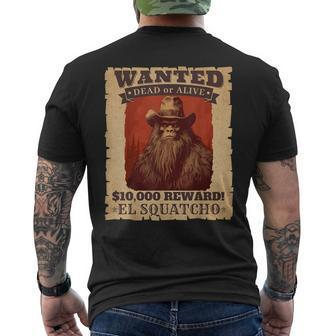 Sasquatch Western Bigfoot Wanted Poster Cowboy Lover Men's T-shirt Back Print | Mazezy