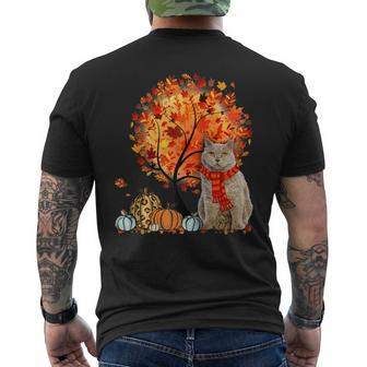Selkirk Rex Cat Thanksgiving Autumn Cat Lover Men's T-shirt Back Print | Mazezy