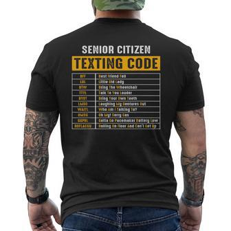 Funny Senior Citizens Texting Code Fathers Day For Grandpa Mens Back Print T-shirt | Mazezy
