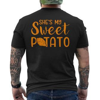 She's My Sweet Potato Matching Thanksgiving Costume Men's T-shirt Back Print - Seseable