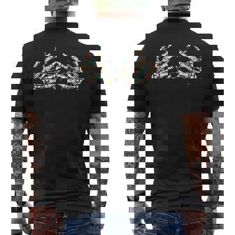 Funny Skeleton Hand On Chest Christmas Lights Ornament Boobs Mens Back Print T-shirt | Mazezy