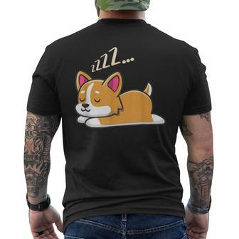 Funny Sleeping Fur Baby Cute And Intelligent Dogs Corgis Mens Back Print T-shirt | Mazezy