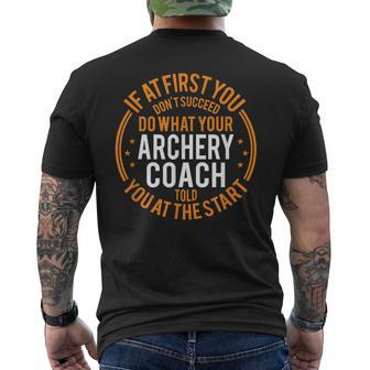 Sport Instructor And Player Archery Coach Men's T-shirt Back Print | Mazezy