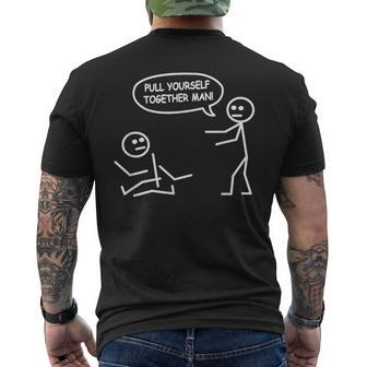 Stick Figure Joke Pull Yourself Together Man Men's T-shirt Back Print - Thegiftio UK