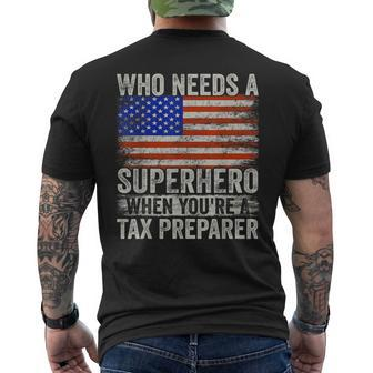 Tax Examiner Superhero Vintage For Dad Men's T-shirt Back Print | Mazezy