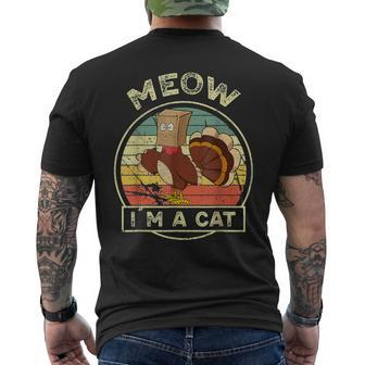 Thanksgiving Day Fake Cat Turkey Meow Autumn Family Men's T-shirt Back Print - Thegiftio UK