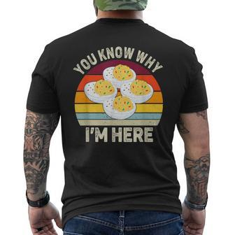 Thanksgiving Deviled Eggs You Know Why I'm Here Men's T-shirt Back Print - Seseable