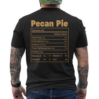 Thanksgiving Food Pecan Pie Nutritional Facts Men's T-shirt Back Print | Mazezy