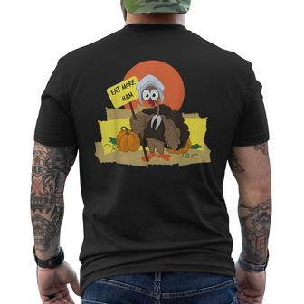 Funny Thanksgiving Pilgrim Turkey Eat More Ham Mens Back Print T-shirt - Thegiftio UK