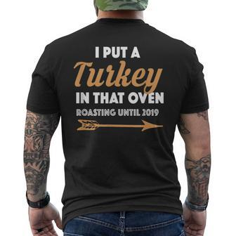 Funny Thanksgiving Pregnancy Announcement For Dad 2019 Mens Back Print T-shirt | Mazezy