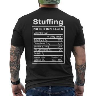 Funny Thanksgiving Stuffing Nutrition Facts Matching Mens Back Print T-shirt - Thegiftio UK