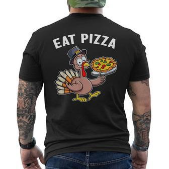 Thanksgiving Turkey Eat Pizza Vegan Thanksgiving Fun Men's T-shirt Back Print - Thegiftio UK