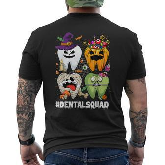 Funny Tooth Th Dental Squad Spooky Halloween Vibes Mens Back Print T-shirt | Mazezy