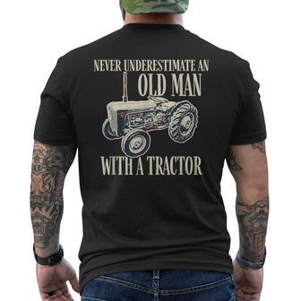 Tractor Never Underestimate An Old Man With A Tractor Men's T-shirt Back Print - Thegiftio UK