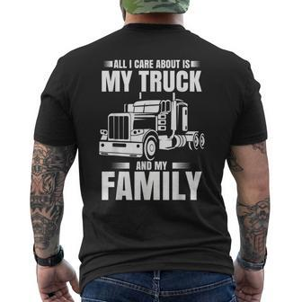 Funny Trucker Gifts Men Truck Driver Husband Semi Trailer Mens Back Print T-shirt - Seseable