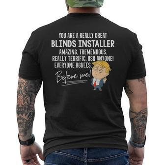 Trump 2020 Really Great Blinds Installer Men's T-shirt Back Print | Mazezy
