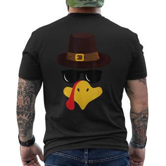 Turkey Face Matching Family Thanksgiving Pilgrim Party Men's T-shirt Back Print - Seseable