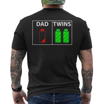 Funny Twin Dad Low Battery Power Twins Fathers Day Gift Gift For Mens Mens Back Print T-shirt | Mazezy