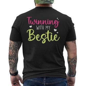Funny Twin Matching Twins Day Friend Twinning With My Bestie Mens Back Print T-shirt - Seseable