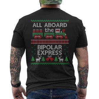 Ugly Sweater Bipolar Express Christmas Train Men's T-shirt Back Print | Mazezy