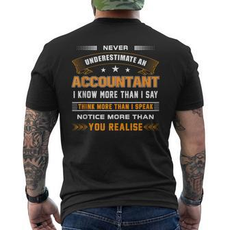 Never Underestimate An Accountant Men's T-shirt Back Print - Monsterry UK