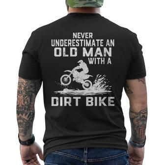 Never Underestimate An Old Man With A Dirt Bike Men's T-shirt Back Print - Seseable
