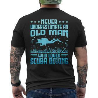 Never Underestimate An Old Man Who Loves Scuba Diving Men's T-shirt Back Print - Thegiftio UK
