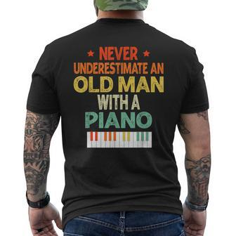 Never Underestimate An Old Man With A Piano Lovers Men's T-shirt Back Print | Mazezy