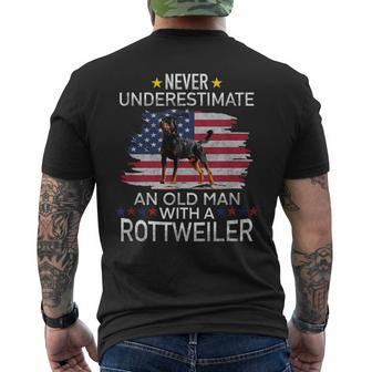 Never Underestimate An Old Man With A Rottweiler Men's T-shirt Back Print - Monsterry AU