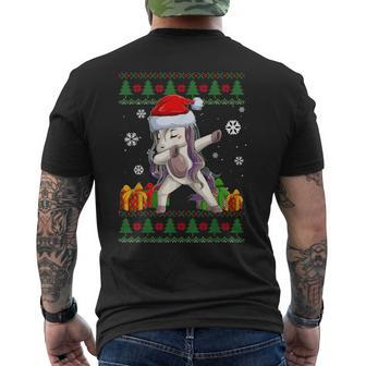 Unicorn Lover Unicorn Santa Hat Ugly Christmas Sweater Men's T-shirt Back Print - Monsterry