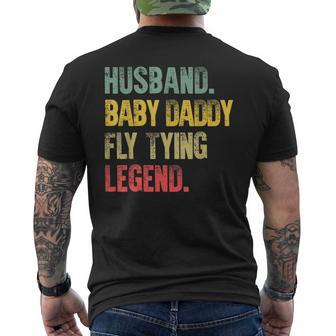 Vintage Husband Baby Daddy Fly Tying Legend Men's T-shirt Back Print | Mazezy