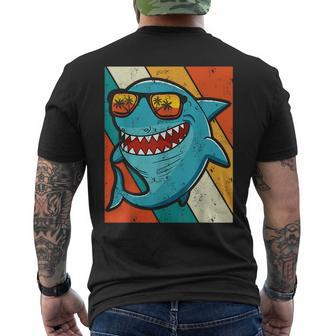 Funny Vintage Shark With Sunglass Summer For Shark Lovers Mens Back Print T-shirt | Mazezy