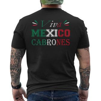 Viva Mexico Cabrones Mexico Independence Flag Pride Men's T-shirt Back Print - Seseable
