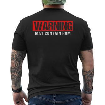 Funny Warning May Contain Rum Alcohol Drinking Drinker Mens Back Print T-shirt | Mazezy
